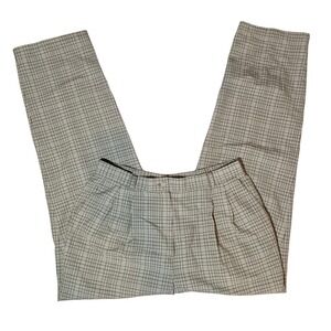 Counterparts Vintage High Waisted Plaid Pleated Tapered Trousers Beige Sz 12 90s
